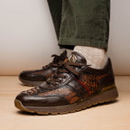 Brescia Washed Classic Calfskin Fashion Sneaker Men's Cognac