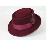 Bruno Capelo Dress Hat Australian Wool Crushable Pork Pie Jazz PP104 Burgundy - J.Valintin Men's Wear Legend - PP104 - Burg - S