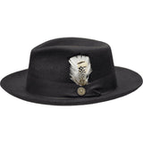 Bruno Capelo Hat Australian Wool Fedora Pinch Front Milan Snap Brim Mi500 Black - J.Valintin Men's Wear Legend - Mi500 - Black - S