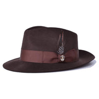 Bruno Capelo Hat Australian Wool Fedora Teardrop Crown Fabio FB227 Brown - J.Valintin Men's Wear Legend - FB227 - Brown - S