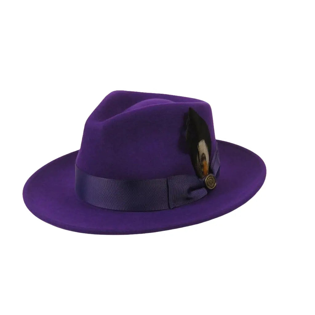 Bruno Capelo Hat Australian Wool Fedora Teardrop Crushable Bel Air BL595 Purple - J.Valintin Men's Wear Legend - BL595 - Purple - S