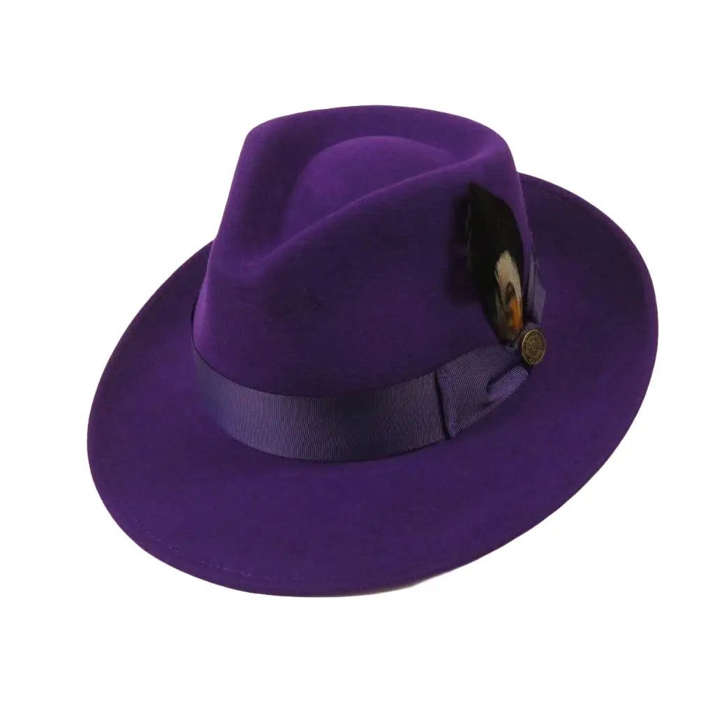 Bruno Capelo Hat Australian Wool Fedora Teardrop Crushable Bel Air BL595 Purple - J.Valintin Men's Wear Legend - BL595 - Purple - S