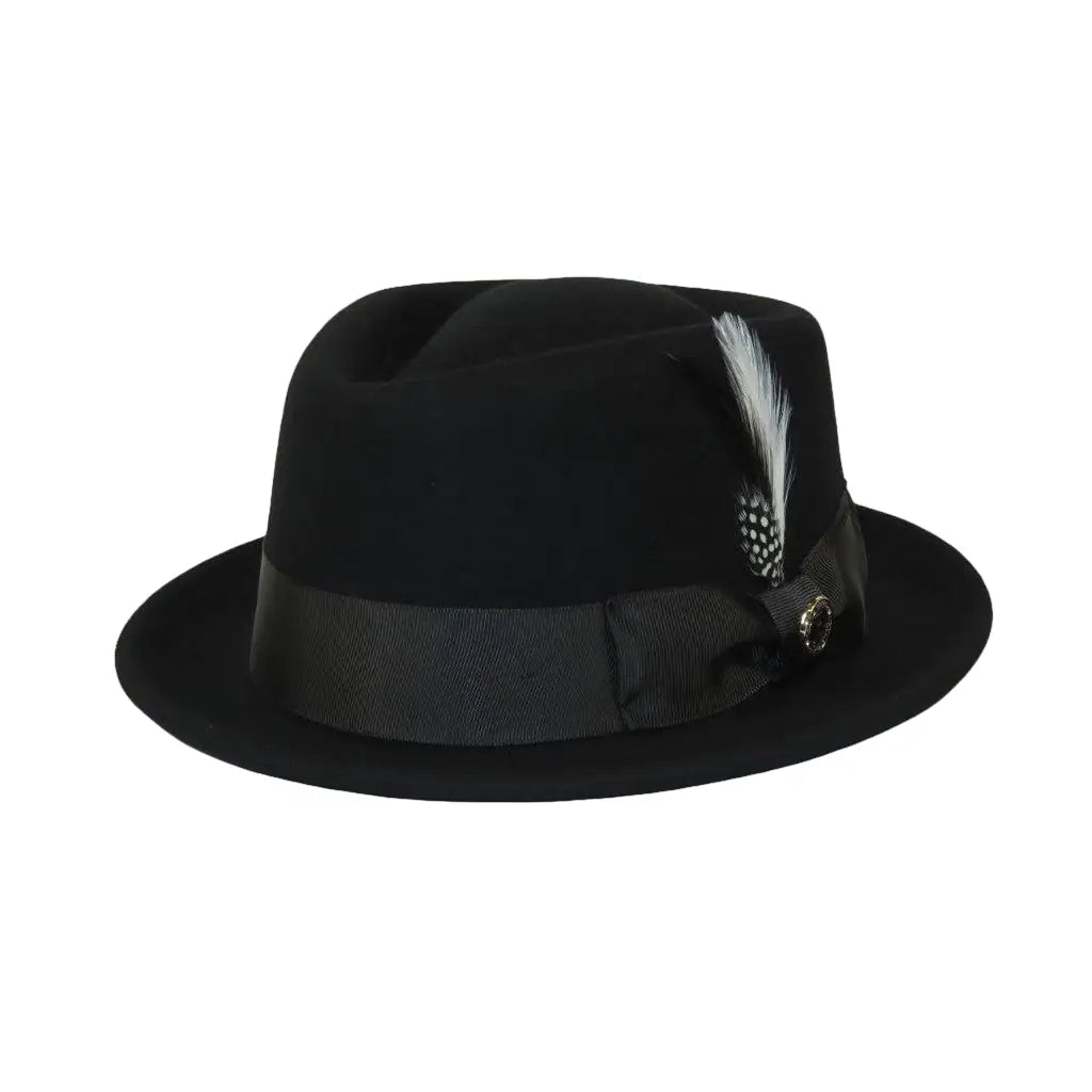Bruno Capelo Hat Wool Fedora Diamond Crown Santana Stingy Brim SA200 Black - J.Valintin Men's Wear Legend - SA200 - Black - S