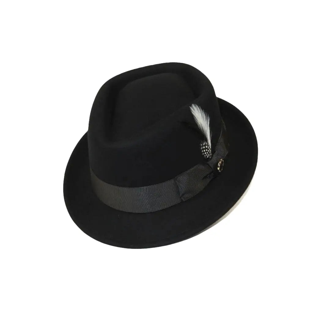 Bruno Capelo Hat Wool Fedora Diamond Crown Santana Stingy Brim SA200 Black - J.Valintin Men's Wear Legend - SA200 - Black - S