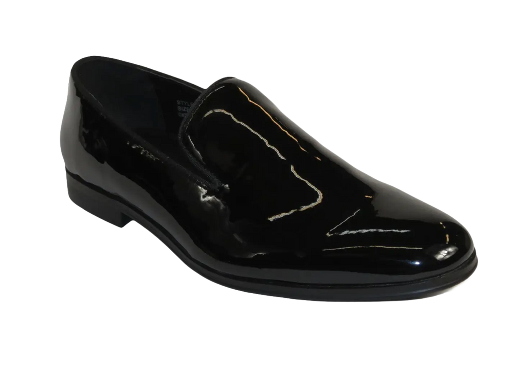Men Santino Luciano Formal Shoes Patent Leather Shiny Slip on Loafer C350 Black