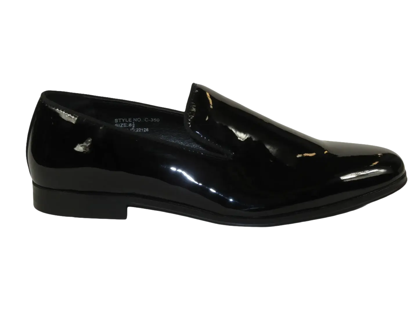 Men Santino Luciano Formal Shoes Patent Leather Shiny Slip on Loafer C350 Black