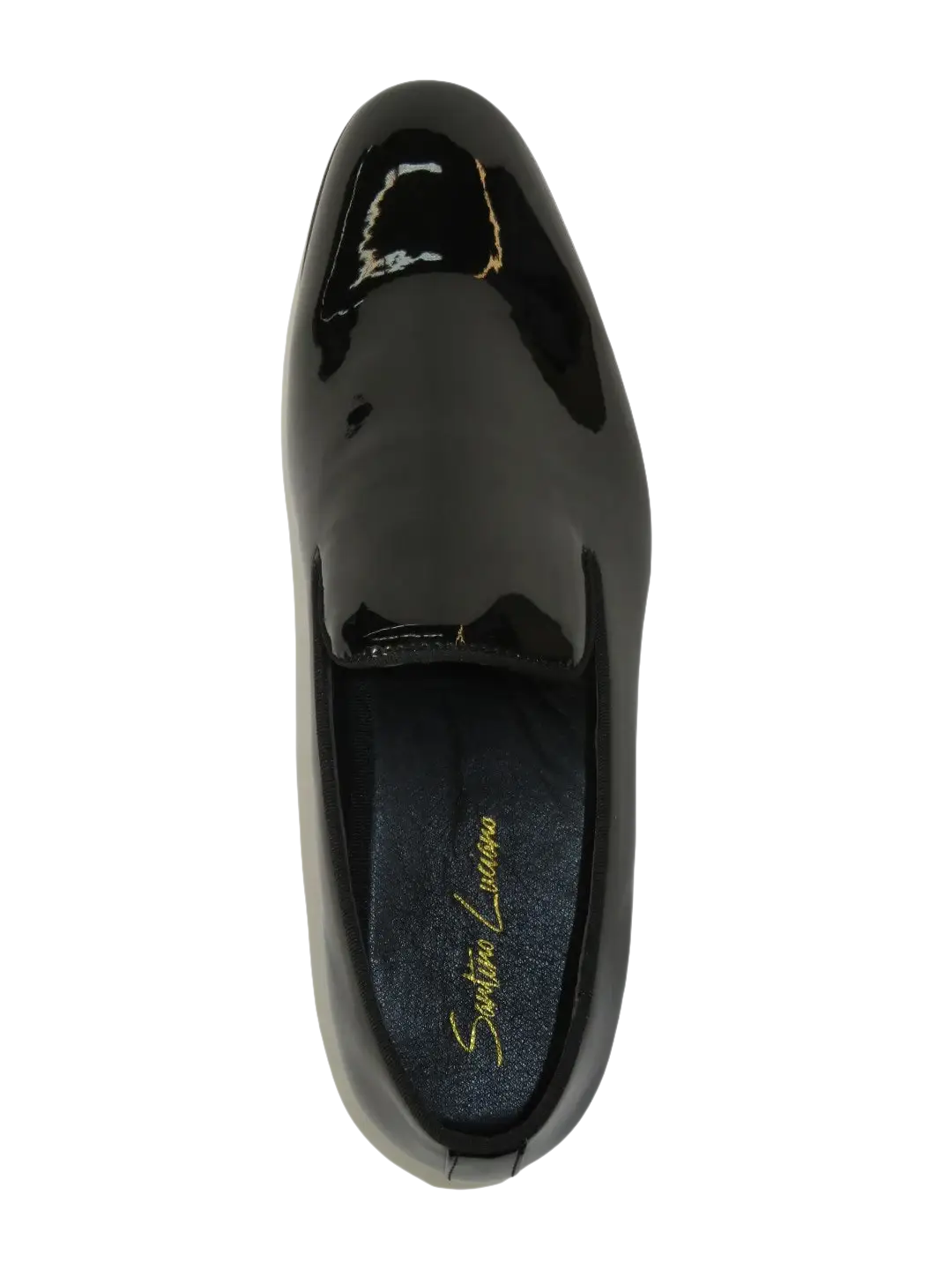 Men Santino Luciano Formal Shoes Patent Leather Shiny Slip on Loafer C350 Black