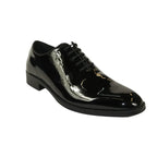 Men Santino Luciano Formal Dress Shoes Patent Leather Shiny Lace up C530 Black