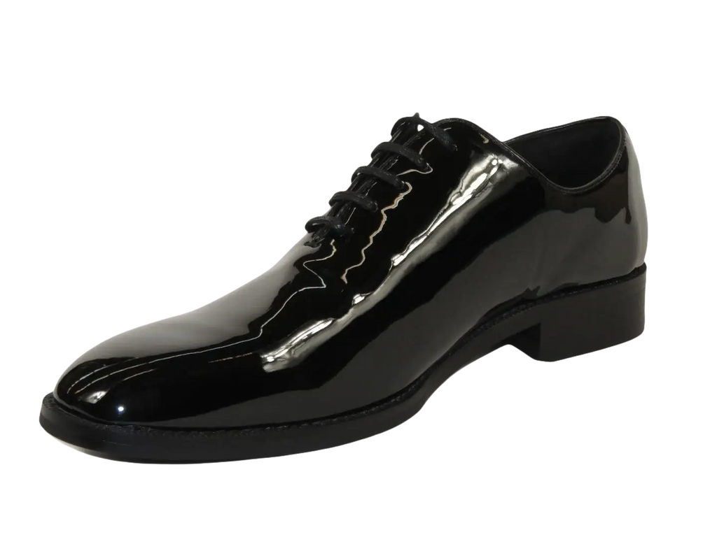Men Santino Luciano Formal Dress Shoes Patent Leather Shiny Lace up C530 Black