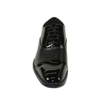 Men Santino Luciano Formal Dress Shoes Patent Leather Shiny Lace up C531 Black