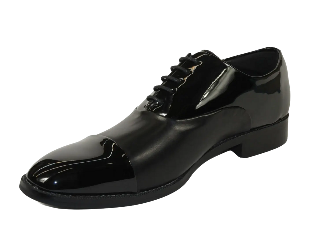 Men Santino Luciano Formal Dress Shoes Patent Leather Shiny Lace up C531 Black