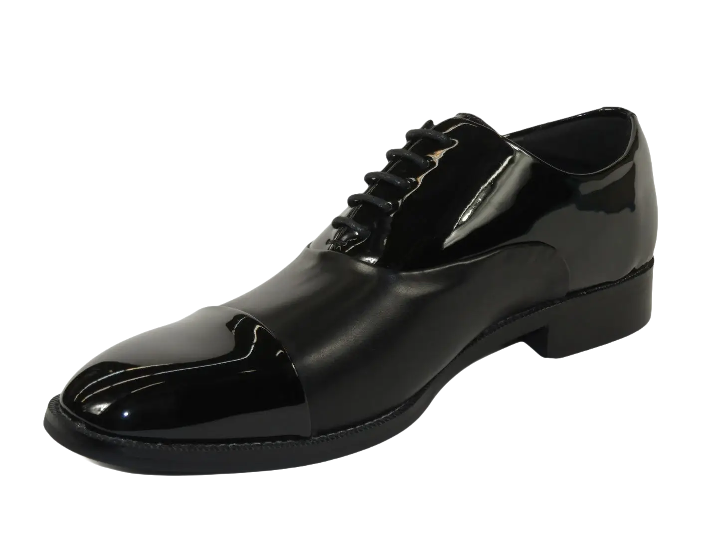 Men Santino Luciano Formal Dress Shoes Patent Leather Shiny Lace up C531 Black