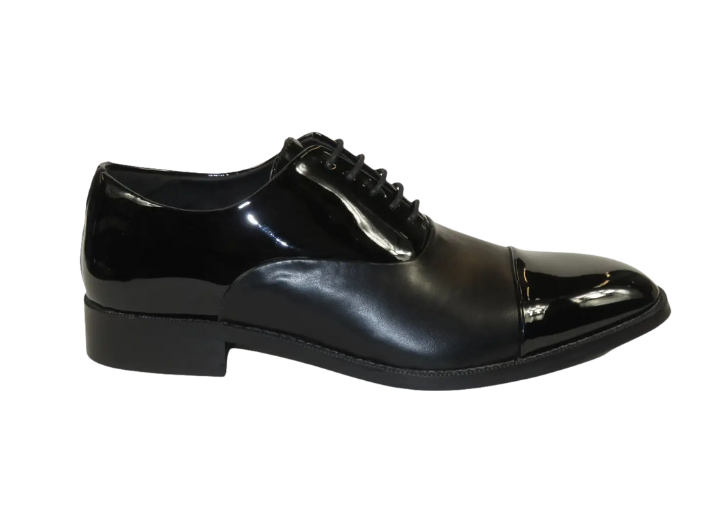 Men Santino Luciano Formal Dress Shoes Patent Leather Shiny Lace up C531 Black