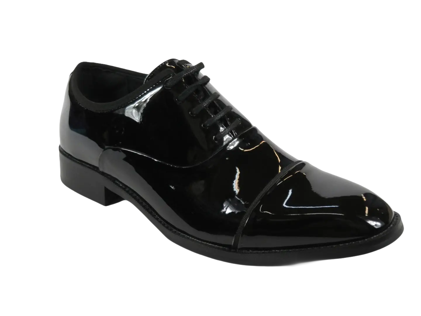 Men Santino Luciano Formal Dress Shoes Patent Leather Shiny Lace up C534 Black