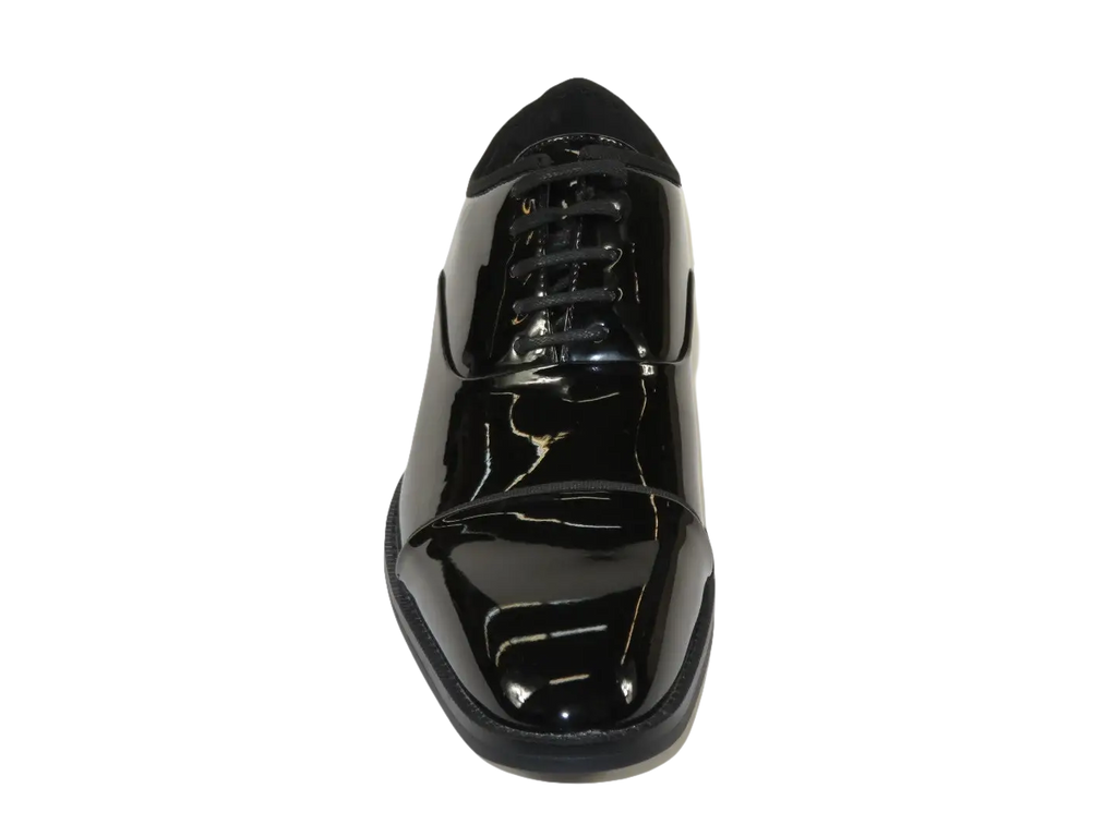 Men Santino Luciano Formal Dress Shoes Patent Leather Shiny Lace up C534 Black