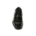 Men Santino Luciano Formal Dress Shoes Patent Leather Shiny Lace up C534 Black