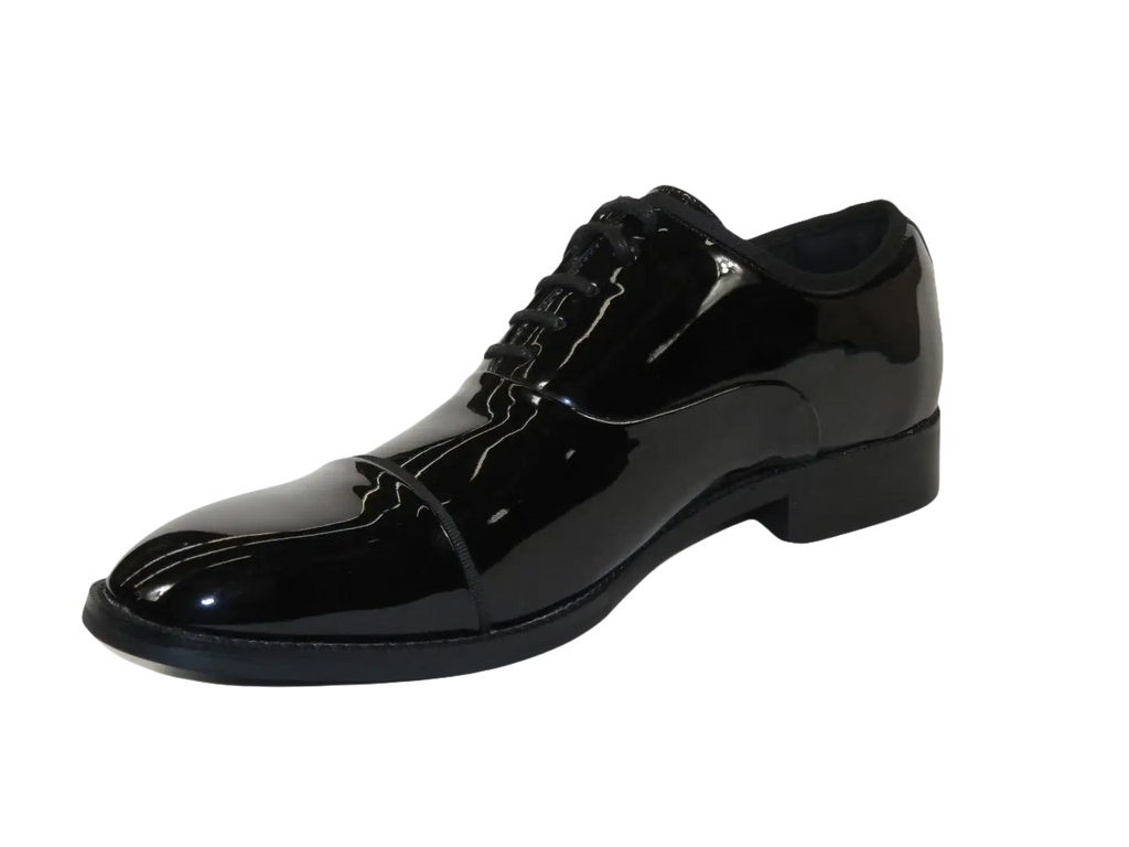 Men Santino Luciano Formal Dress Shoes Patent Leather Shiny Lace up C534 Black