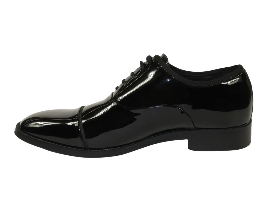 Men Santino Luciano Formal Dress Shoes Patent Leather Shiny Lace up C534 Black