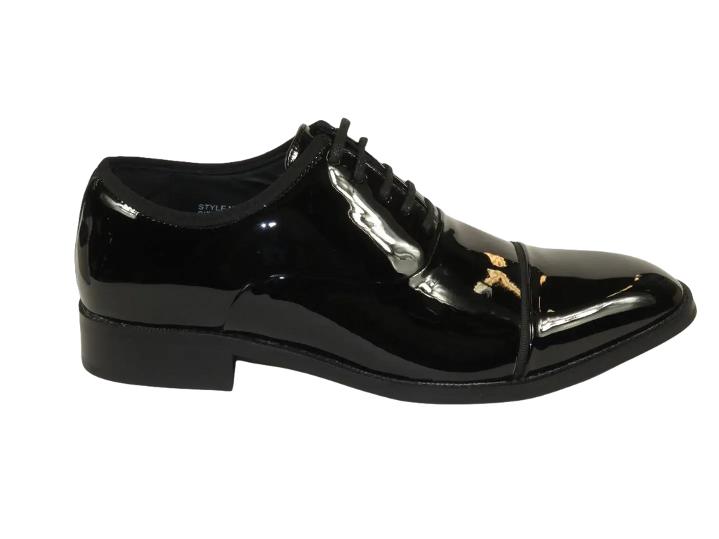 Men Santino Luciano Formal Dress Shoes Patent Leather Shiny Lace up C534 Black