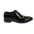 Men Santino Luciano Formal Dress Shoes Patent Leather Shiny Lace up C534 Black