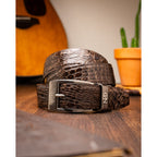 Massimo Genuine Exotic Caiman Flank Belt Brown