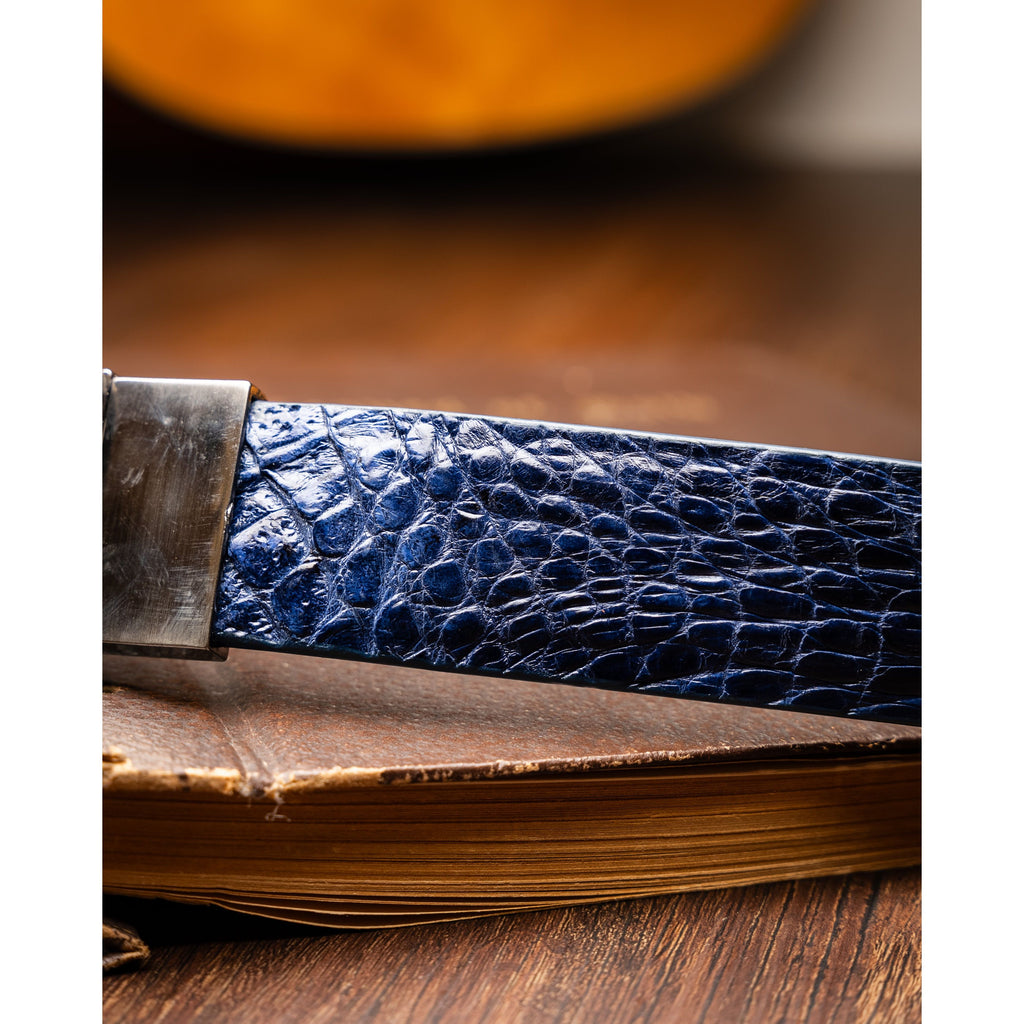 Massimo Exotic Caiman Flank Belt All Sizes Navy