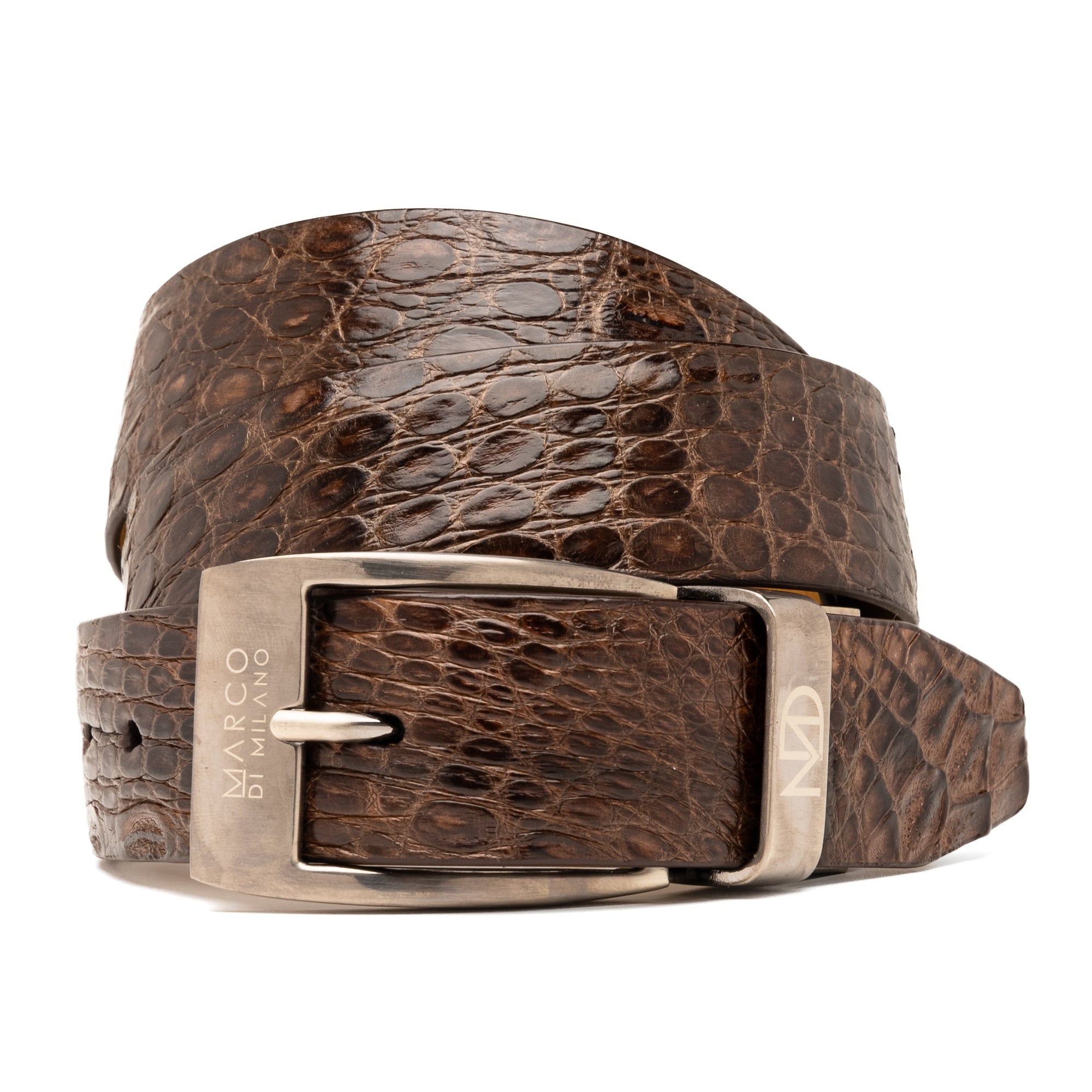 Massimo Genuine Exotic Caiman Flank Belt Brown