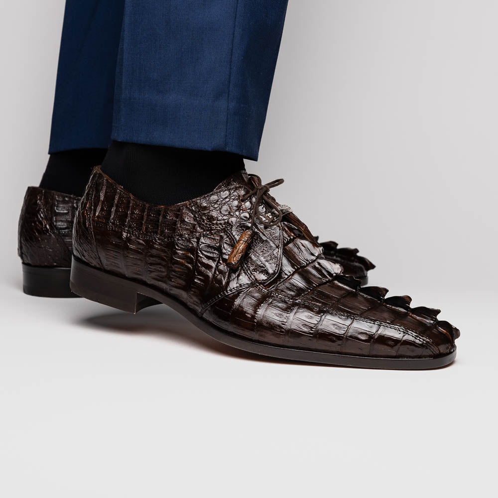 Cancun Genuine Hornback Caiman Crocodile dress Shoes Brown