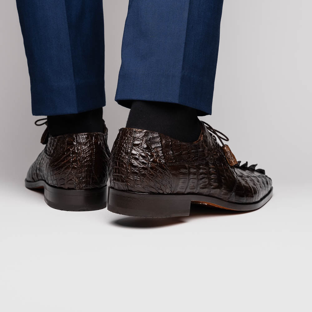 Cancun Genuine Hornback Caiman Crocodile dress Shoes Brown