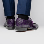 Cancun Genuine Caiman Crocodile Dress Derby's Shoes Purple