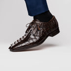 Cancun Genuine Hornback Caiman Crocodile dress Shoes Brown