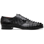 Cancun Genuine Hornback Caiman Crocodile Dress Derby's Shoes Black