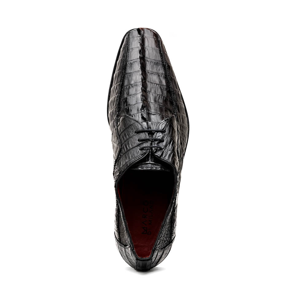 Cancun Genuine Hornback Caiman Crocodile Dress Derby's Shoes Black