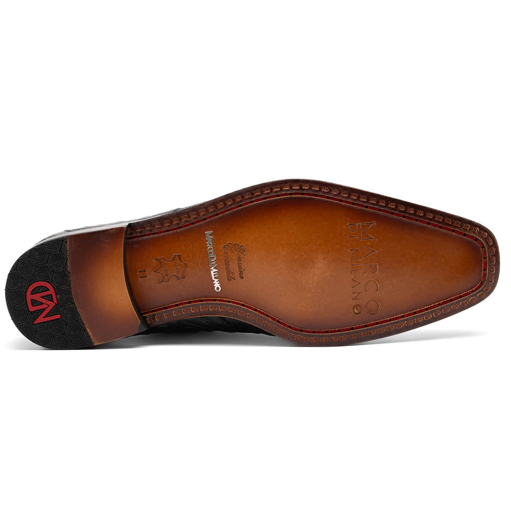 Cancun Genuine Hornback Caiman Crocodile Dress Derby's Shoes Black