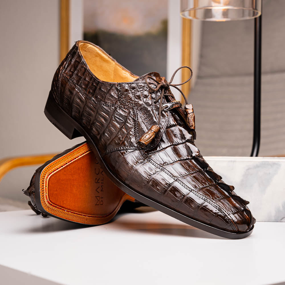 Cancun Genuine Hornback Caiman Crocodile dress Shoes Brown