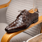 Cancun Genuine Hornback Caiman Crocodile dress Shoes Brown