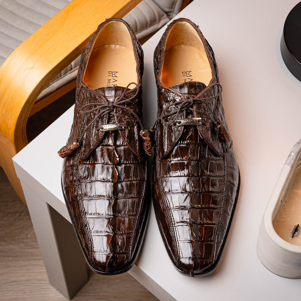 Cancun Genuine Hornback Caiman Crocodile dress Shoes Brown