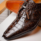 Cancun Genuine Hornback Caiman Crocodile dress Shoes Brown