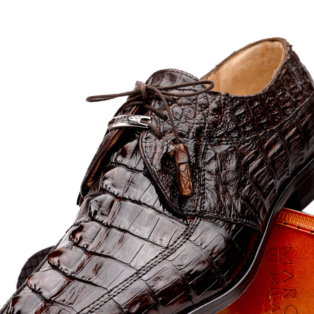Cancun Genuine Hornback Caiman Crocodile dress Shoes Brown