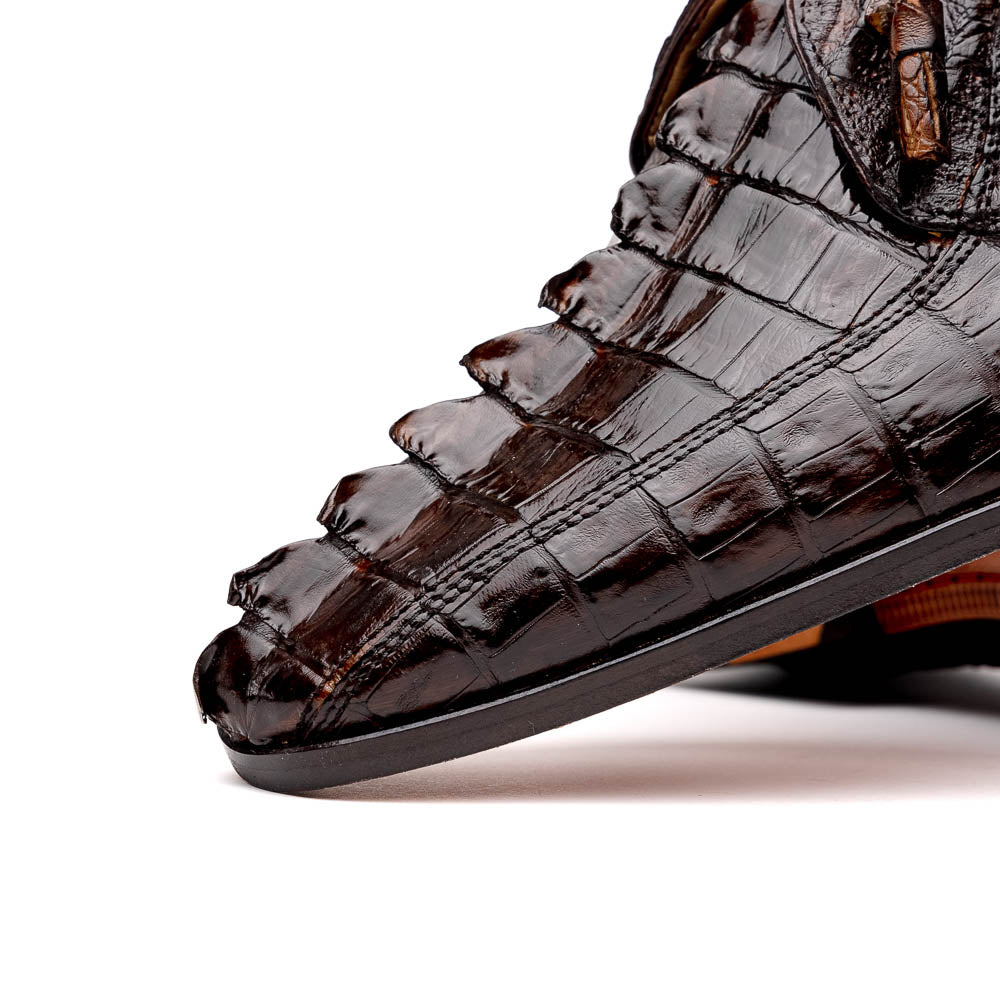 Cancun Genuine Hornback Caiman Crocodile dress Shoes Brown