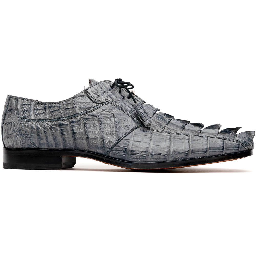 Cancun Genuine Caiman Crocodile Dress Derby's Shoes Gray