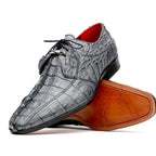 Cancun Genuine Caiman Crocodile Dress Derby's Shoes Gray