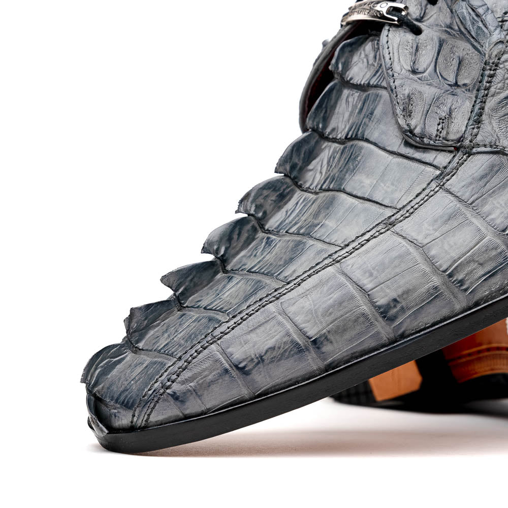 Cancun Genuine Caiman Crocodile Dress Derby's Shoes Gray