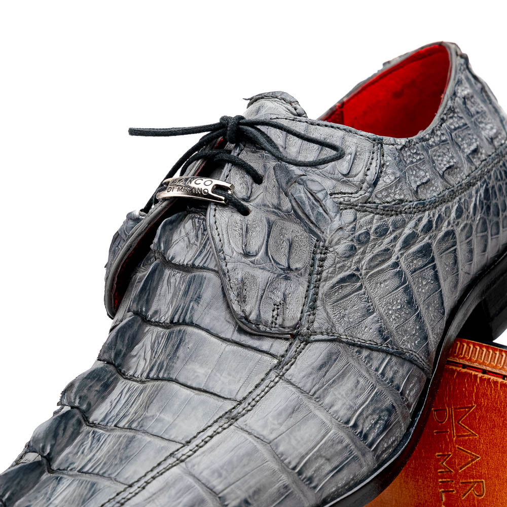 Cancun Genuine Caiman Crocodile Dress Derby's Shoes Gray