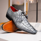 Cancun Genuine Caiman Crocodile Dress Derby's Shoes Gray