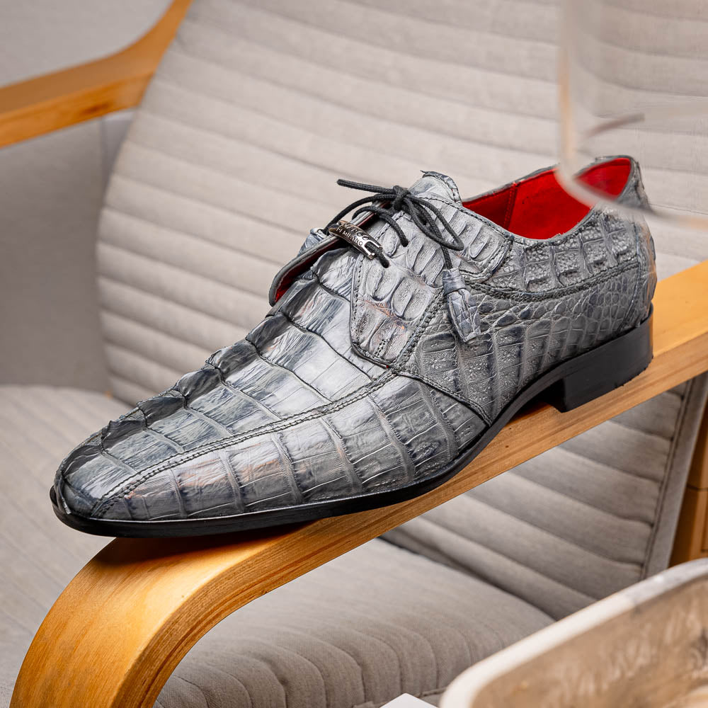 Cancun Genuine Caiman Crocodile Dress Derby's Shoes Gray