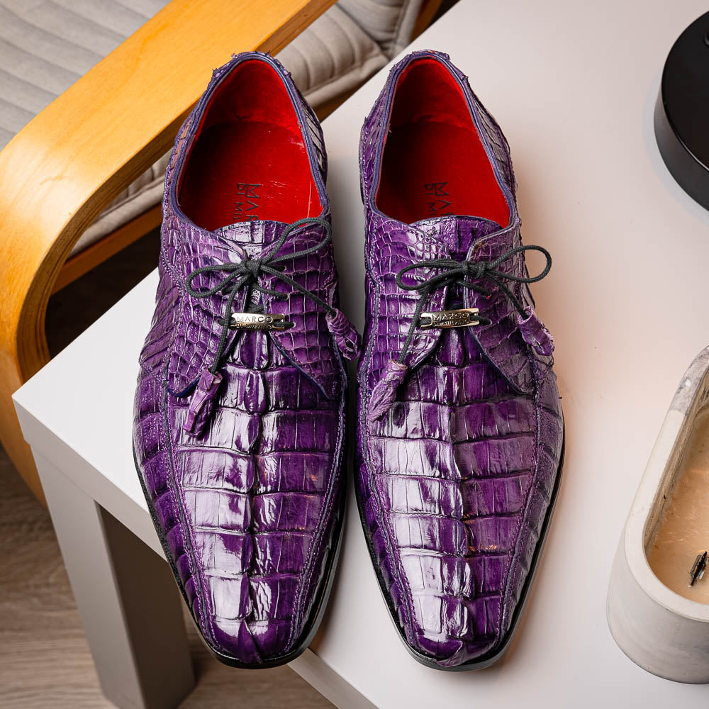 Cancun Genuine Caiman Crocodile Dress Derby's Shoes Purple