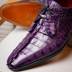 Cancun Genuine Caiman Crocodile Dress Derby's Shoes Purple