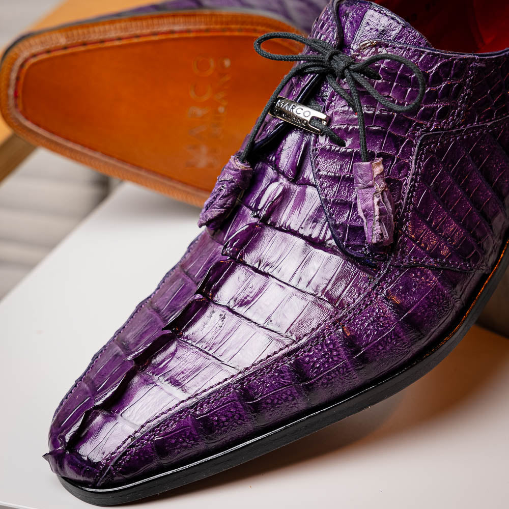 Cancun Genuine Caiman Crocodile Dress Derby's Shoes Purple