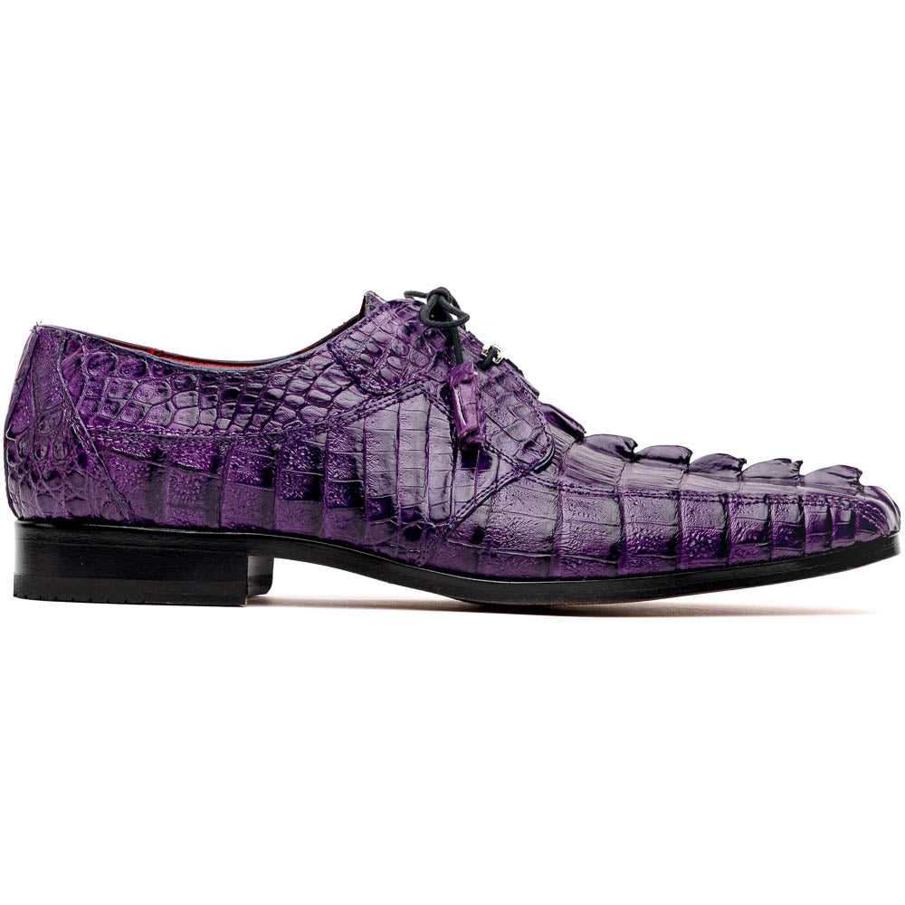 Cancun Genuine Caiman Crocodile Dress Derby's Shoes Purple